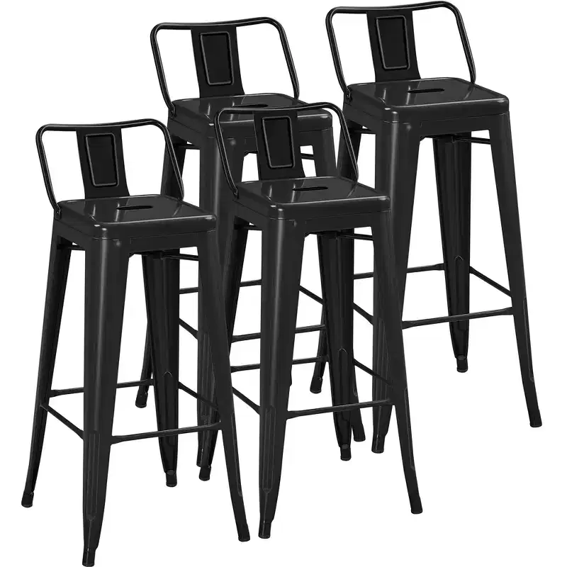 Yaheetech 30 H Metal Bar Stools Set of 4 for Home Restaurant, Black