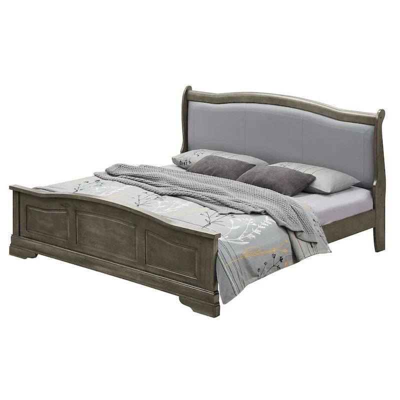 Louis Philippe Upholstered Wood King Panel Bed