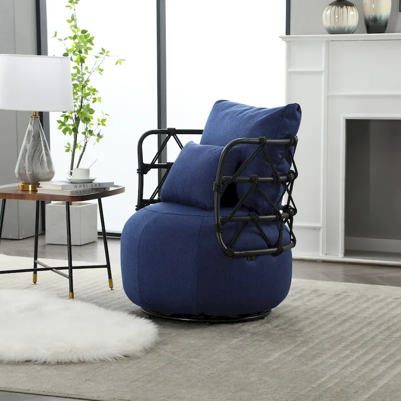 Upholstered Accent Chair with Metal Base