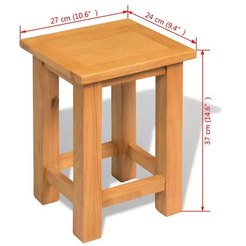 vidaXL End Table Solid Oak Wood 10.6x9.4x14.6