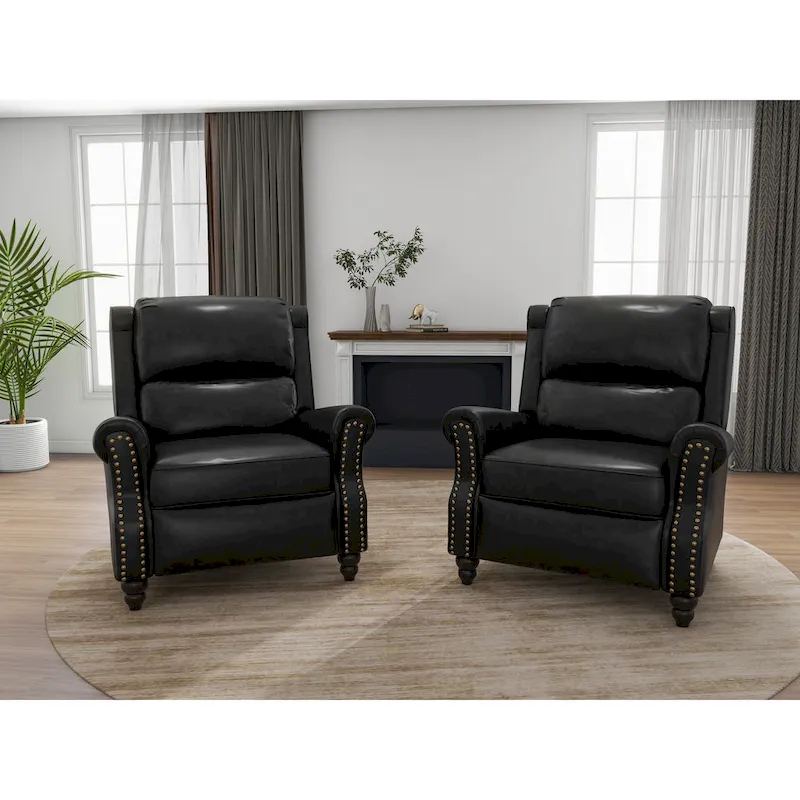 2 Set Modern Padded Seat Recliner Chair with PU Leather/Fabric