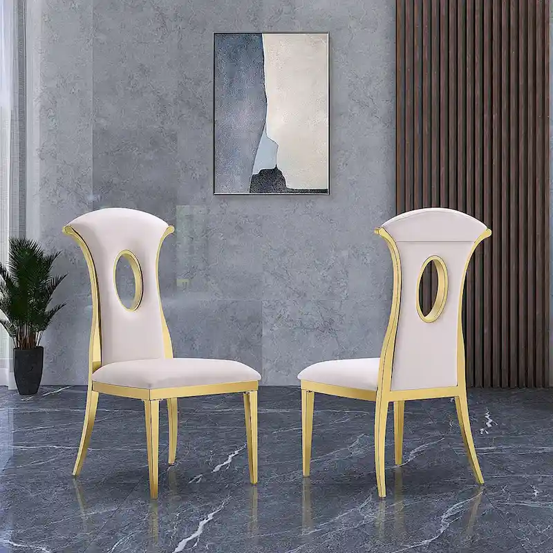 Modern Gorgeous Velvet Dining Chairs with Polished Gold Stainless Steel Legs