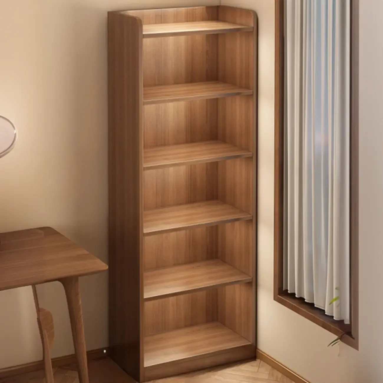 Brown Vertical Multi Tier Closed Back Wood Bookshelves