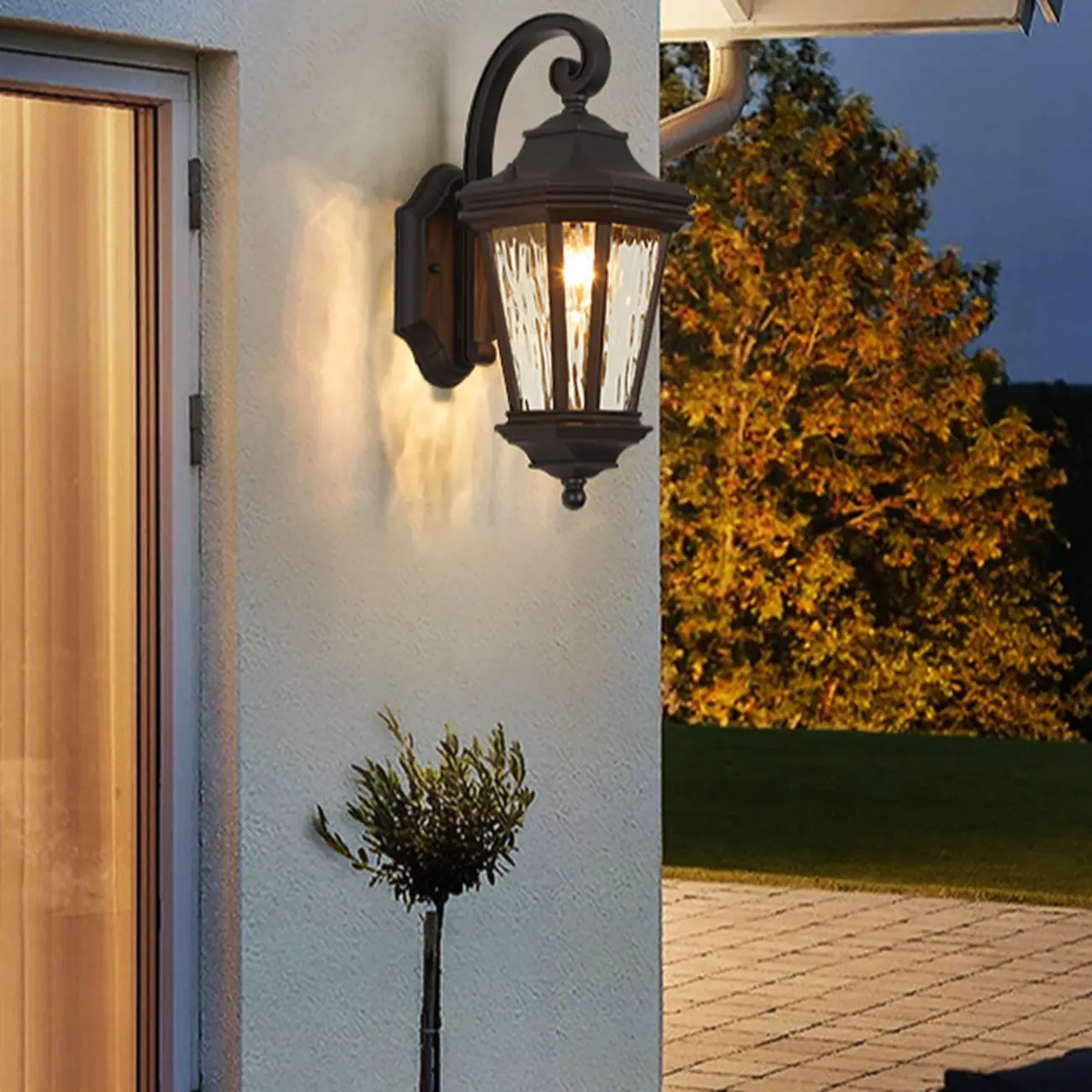 Vintage Black Metal Lantern Outdoor Wall Sconce