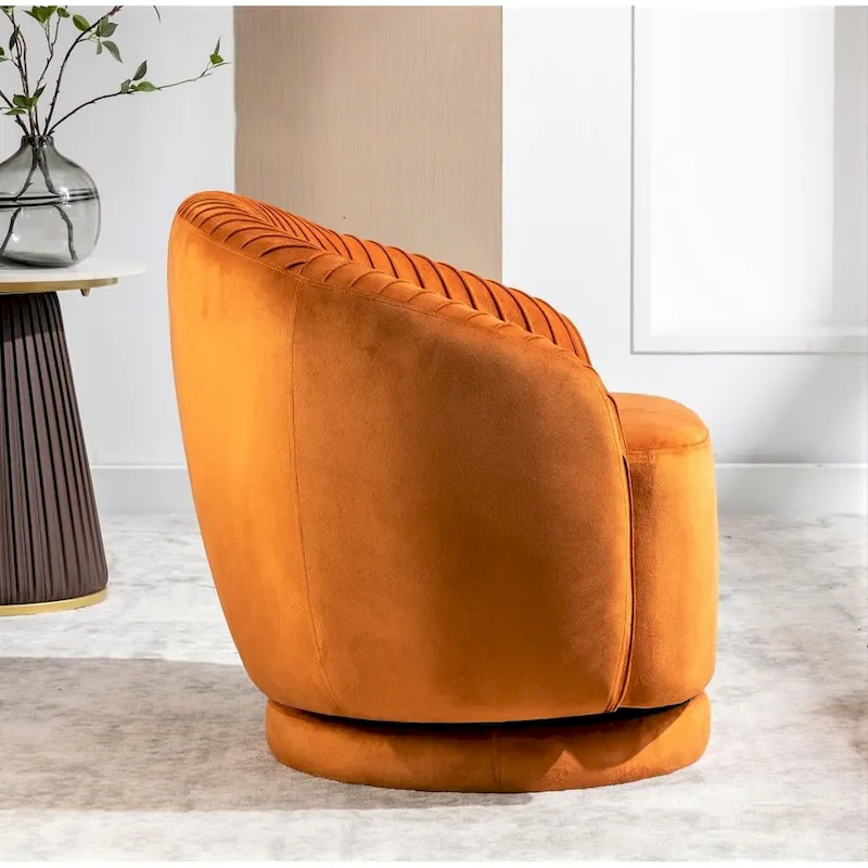 Modern Barrel Swivel Accent Chair with Plush Velvet Upholstery