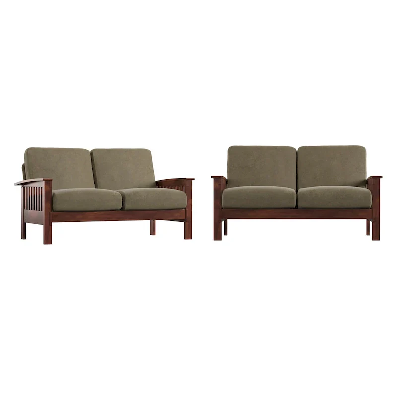 Mission-Style Wood Loveseat - 2 Seater