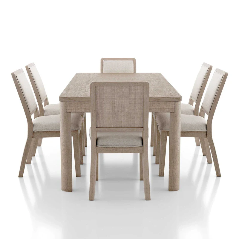 Furniture of America Billet Modern 7-Piece Natural Oak Wood Dining Set