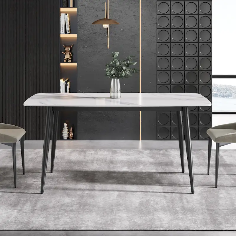 63 inch Modern White Rectangular Dining Table