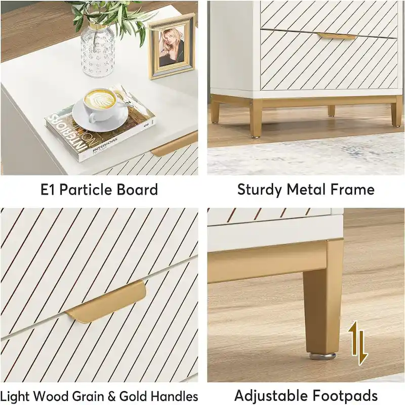 Modern Wood Grain Nightstand with Drawers