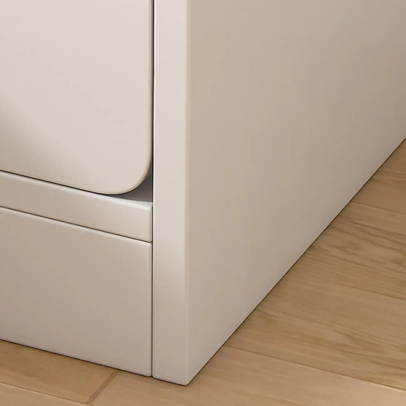 Simple White Natural Wood 2-Drawer Nightstand