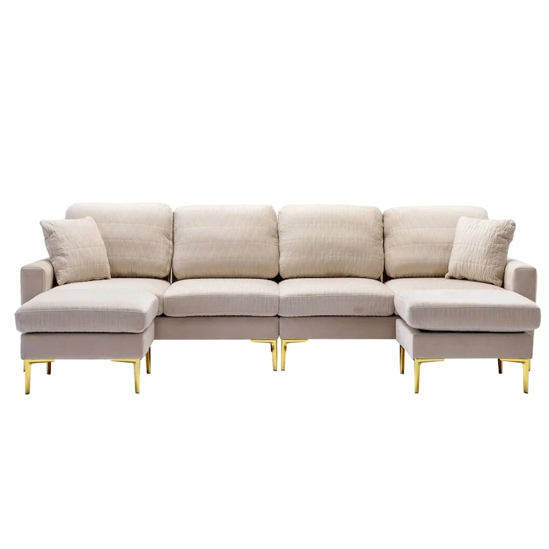 Velvet U-shaped modular detachable sectional sofa