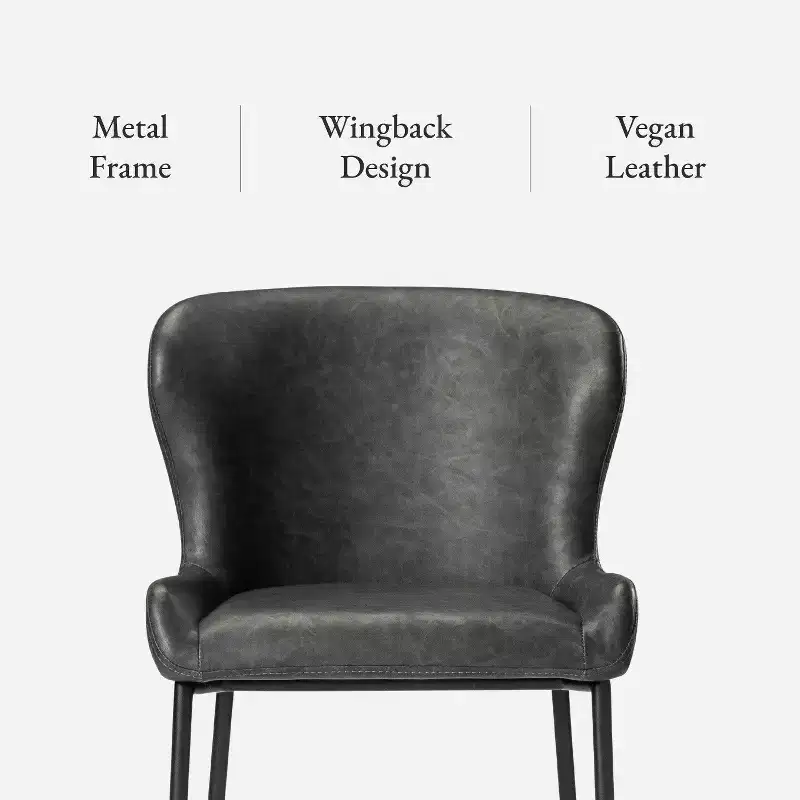 Maven Lane Naomi Metal Counter Stool with Faux Leather 27