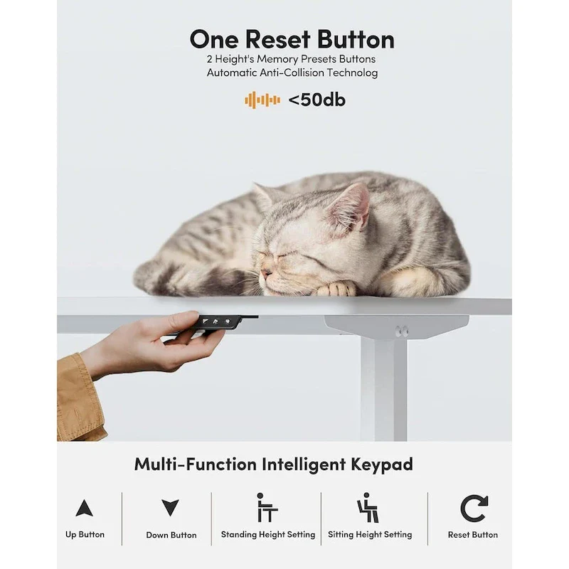 FEZIBO Standing Desk, Electric Stand up Height Adjustable Home Office Table, Sit Stand Desk with Splice Board