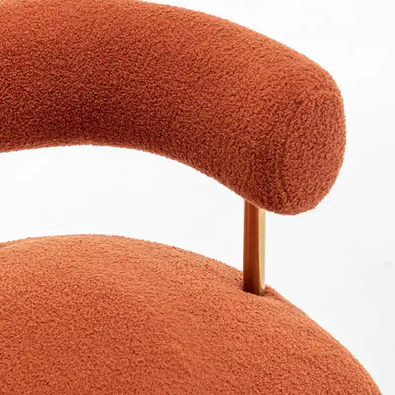 SEYNAR Modern Glam Upholstered Comfy Open-Back Accent Vanity chair with Golden Legs