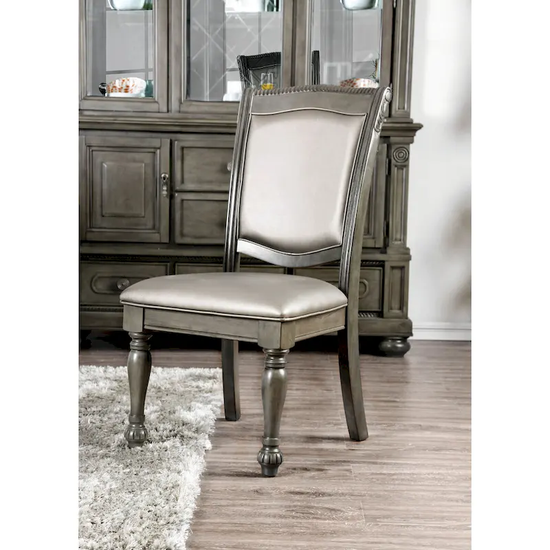Tima Traditional Grey Faux Leather Dining Chairs (of 2)