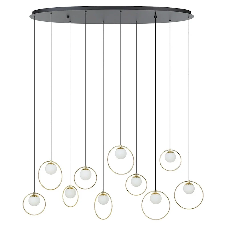 EGLO Portocolom Linear Pendant - Shiny Brass Rings