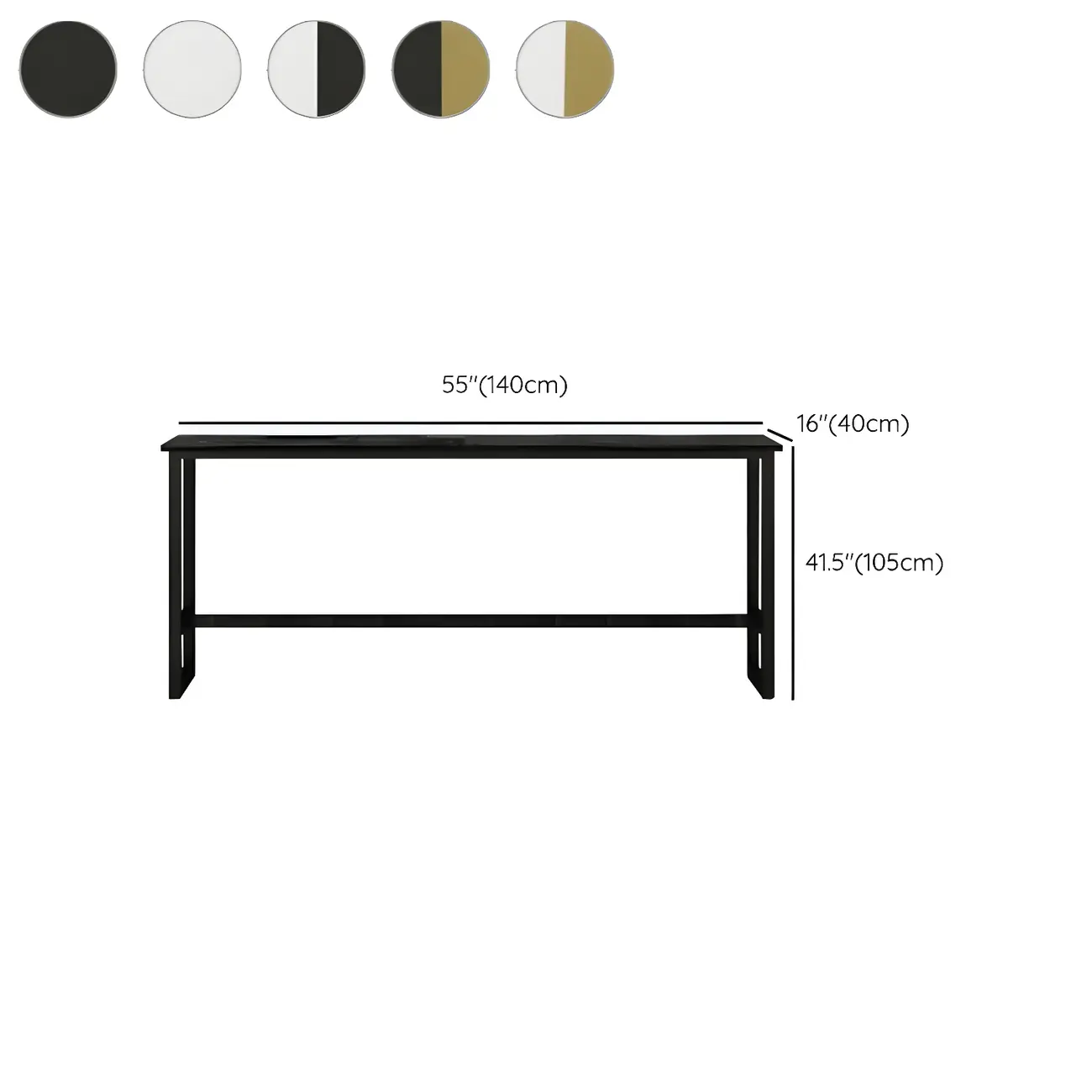 Rectangular Tall Wood Metal Base Bar Table Black