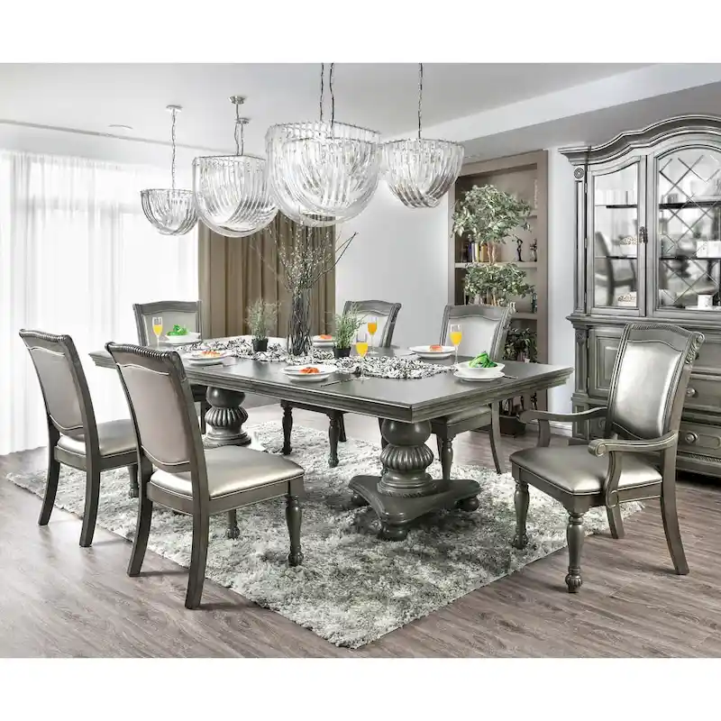 Tima Traditional Grey Faux Leather Dining Chairs (of 2)