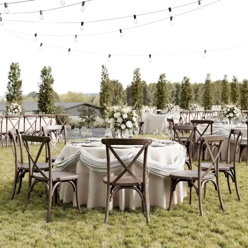 Indoor/Outdoor Commercial Grade Wood Look Resin Cross Back Chair - 19.25W x 19.75D x 35.25H