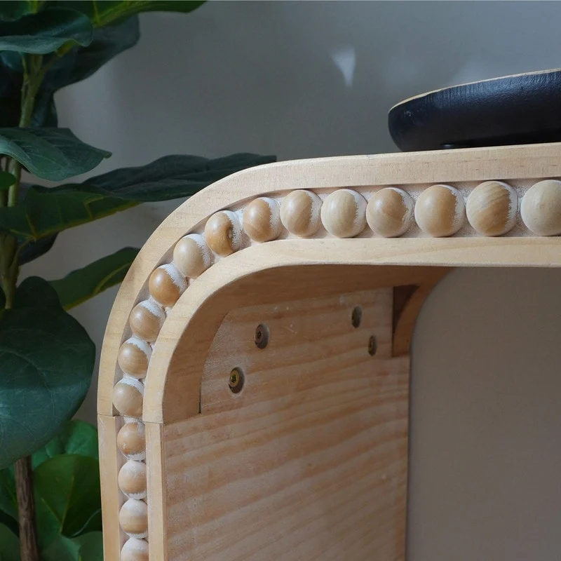 59 Entryway Table, Curved Waterfall-style Table,Console Table with Wood Beads