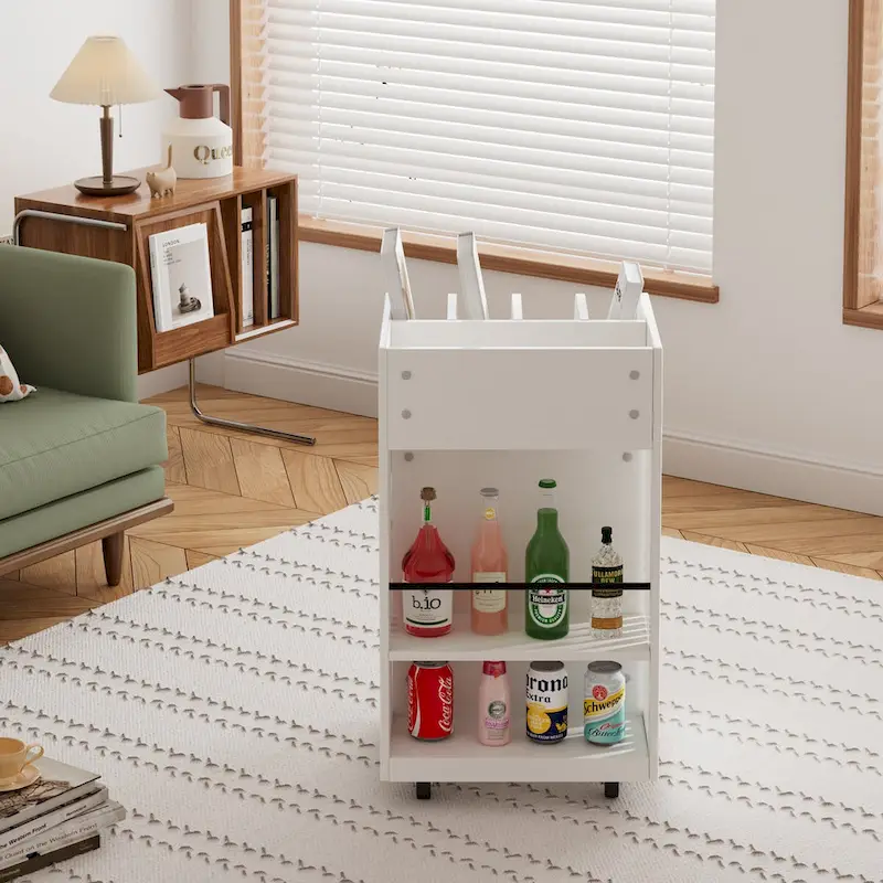 6-Shelf Rolling Kitchen Cart with Spice Rack and Locking Casters