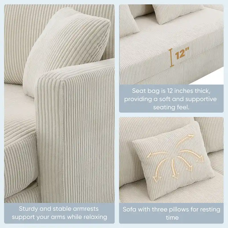 Modern 4-Seat L-Shaped Convertible Sofa with Reversible Chaise and Pillows