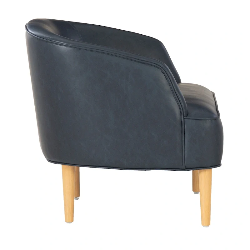 Caramel/Navy Blue Mid-Century Faux Leather Accent Chair, 1-Person