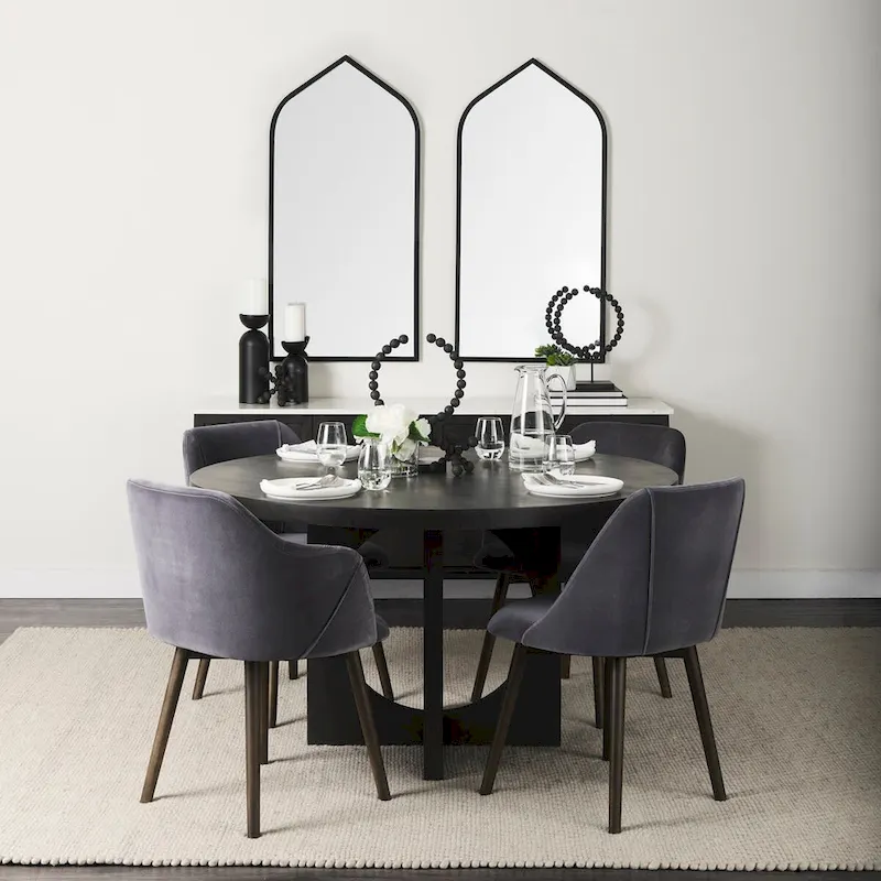 Dark Brown Wood w/ White Marble Top and Black Metal Base Sideboard - 71.0L x 18.5W x 32.0H