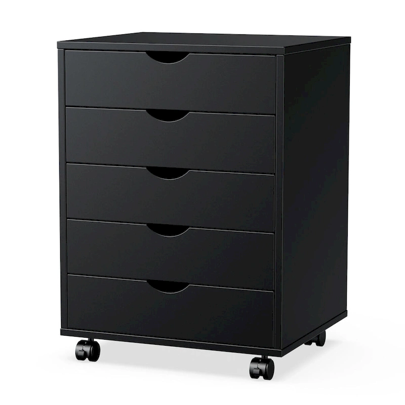 5 Drawer Chest - Storage Cabinets Dressers Wood Dresser Cabinet with Wheels Mobile Organizer Drawers for Office