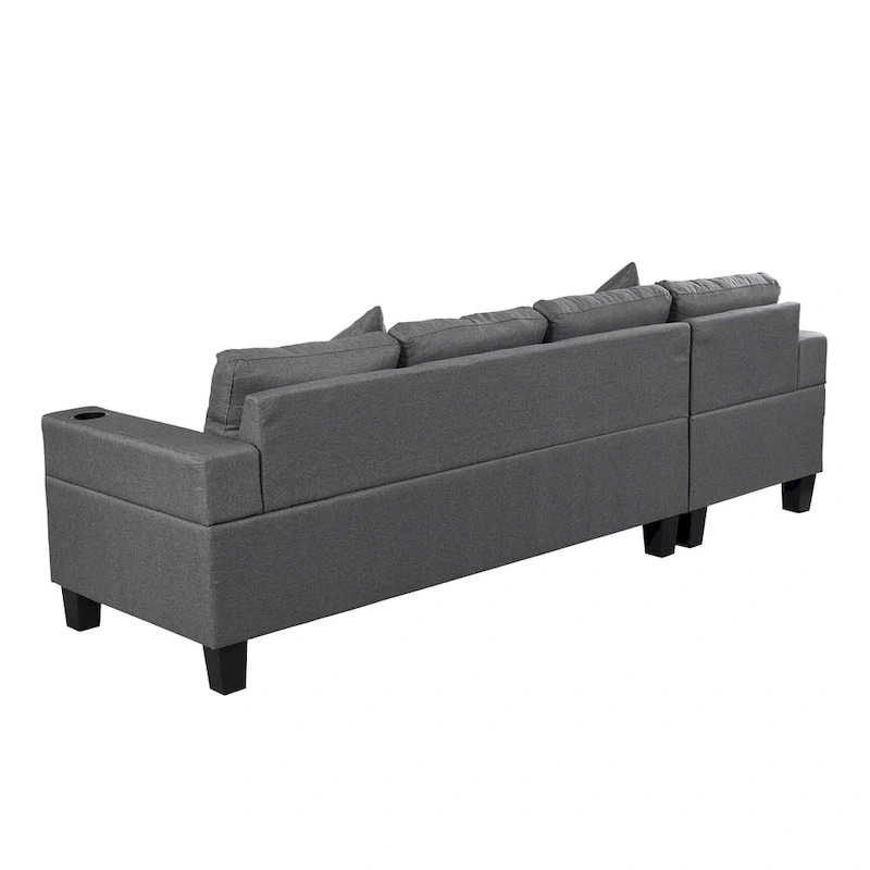 Modern 4-Seat L-Shaped Sectional Sofa with Lounge Chaise