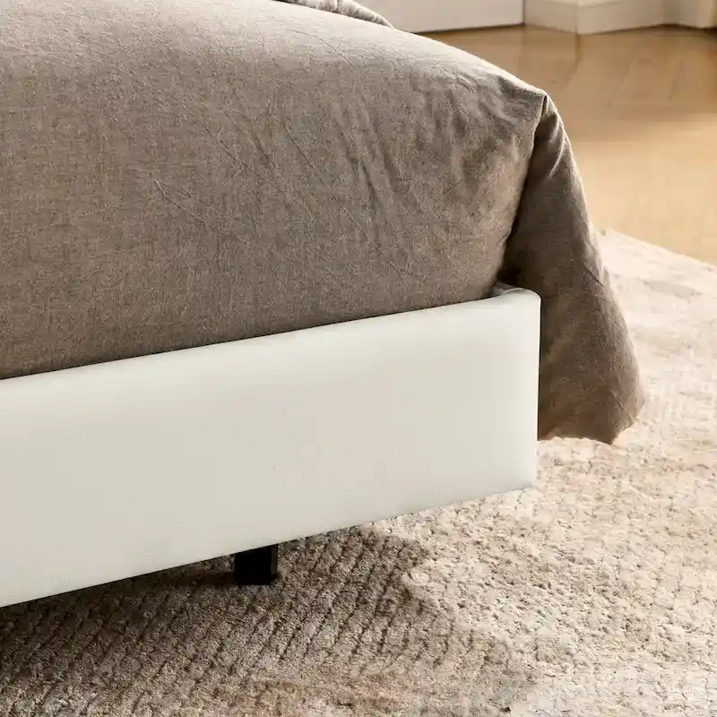 Floating Bed Frame With Led Lights And Wall Mounted Headboard