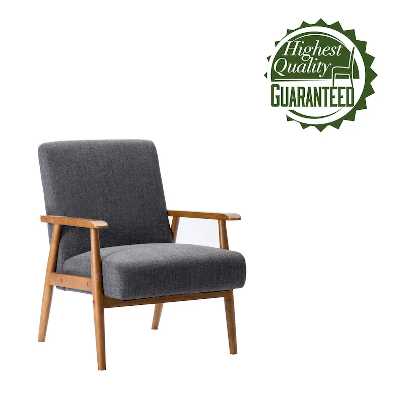Gelso Fabric Accent Chair with Rubberwood Legs