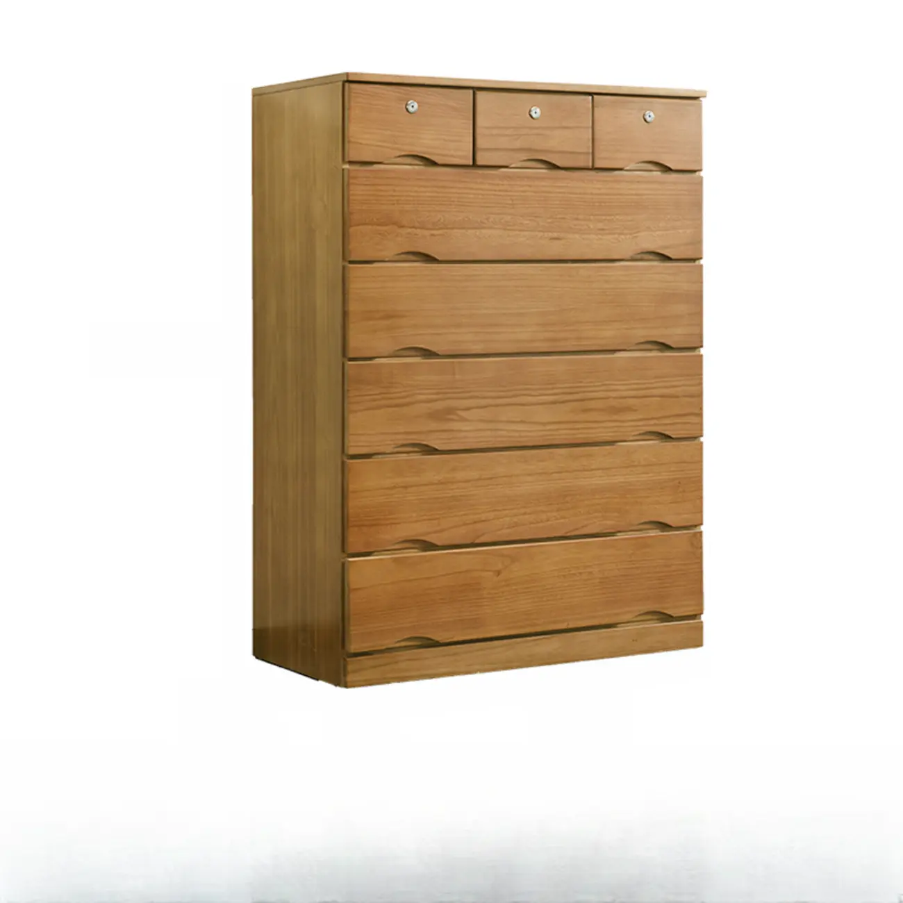 Natural Wood Double Dresser with Lockable Drawer