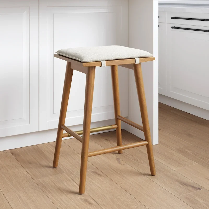 Barker Boucle Upholstered Barstool, Backless Counter Height Stool with Cushion