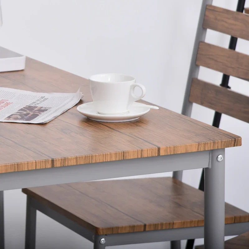 HOMCOM Modern 5-Piece Wooden Dining Kitchen table set 1 Table 4 Chairs Metal legs