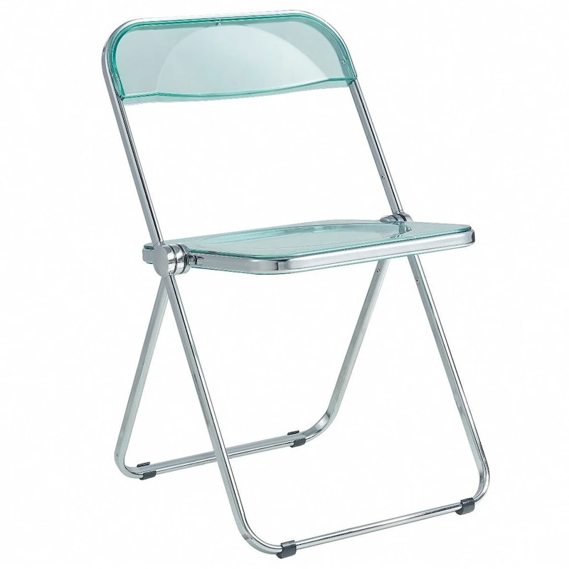 Acrylic Folding Dining Chair with Chrome Frame Set of 4 Lawrence Series by LeisureMod