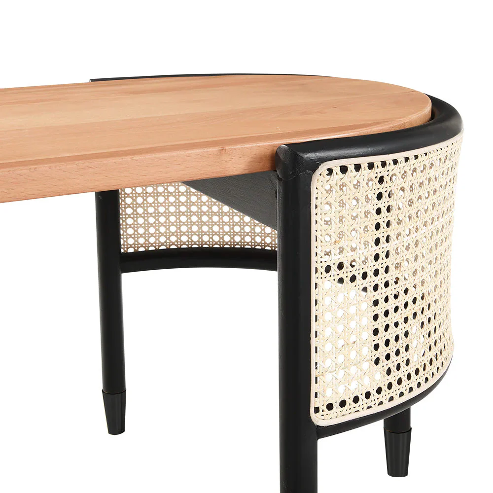 Cane Rattan Solid Wood Oval Coffee Table