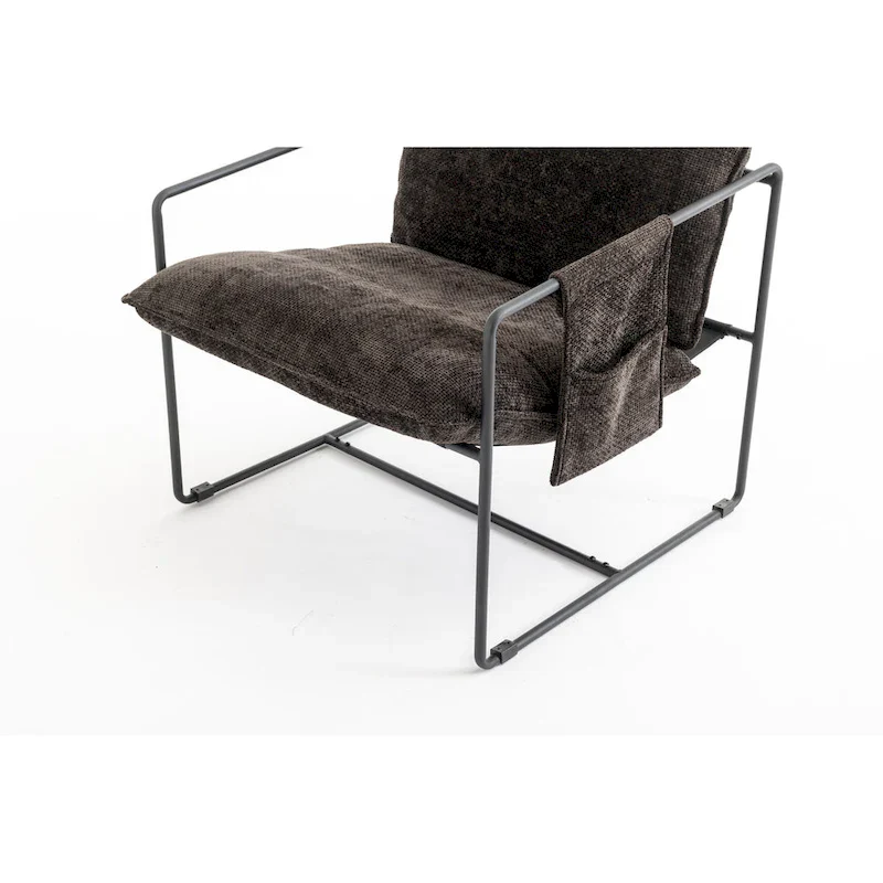 30.7  Arm Chair with Metal Frame and Gold Accents (Set of 2)