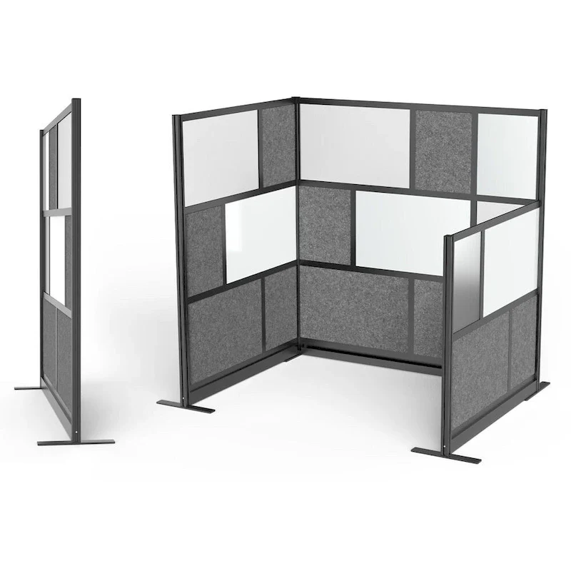 Modular Room Divider Wall System — Black Frame, 70x70 Starter Wall, Wide Paneling