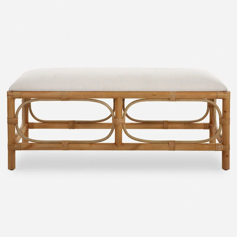 Rattan Wrapped Rectangular Bench - 48