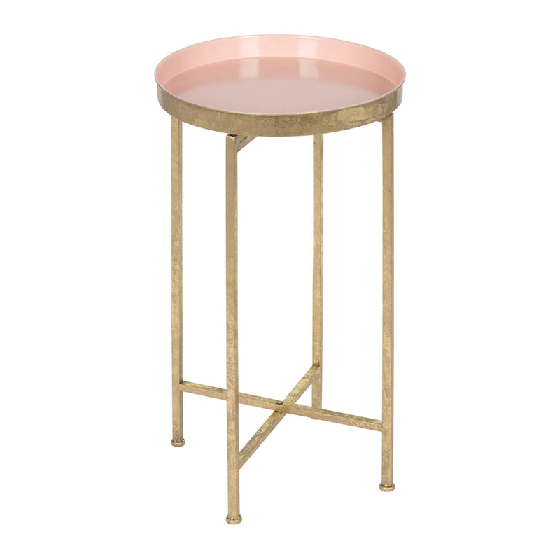 Kate and Laurel Celia Round Metal Foldable Tray Accent Table