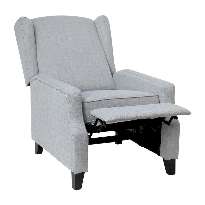 Push Back Wing Back Pocket Spring Recliner with Side Accent Nail Trim