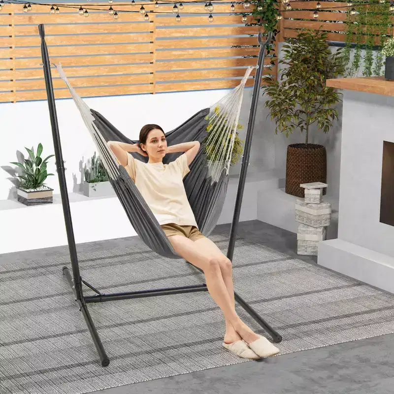Costway Adjustable Hammock Chair with Stand 6 Adjustable Positions Storage Pocket Sturdy