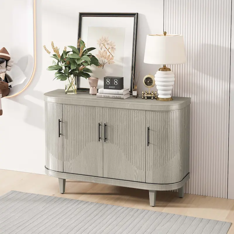 Champagne/Blue Storage Cabinet with Adjustable Shelves, 47.2