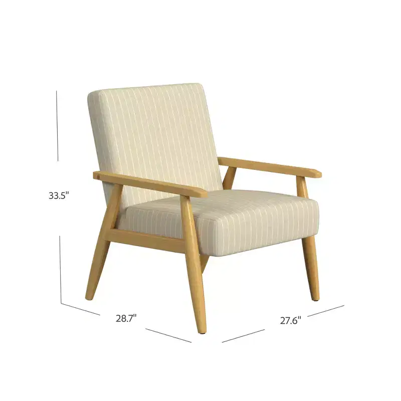 Wood Frame Accent Chair Beige - HomePop: Traditional Upholstered Armchair, Striped Pattern, 250 lb Capacity, Living Room Furniture