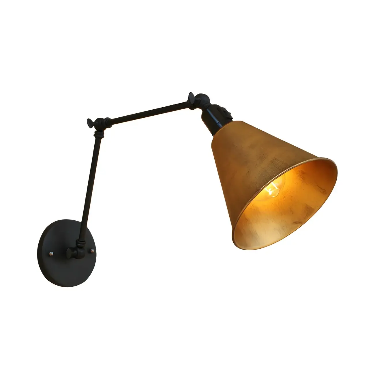 1-Light Cone Metal Swing Arm Wall Light