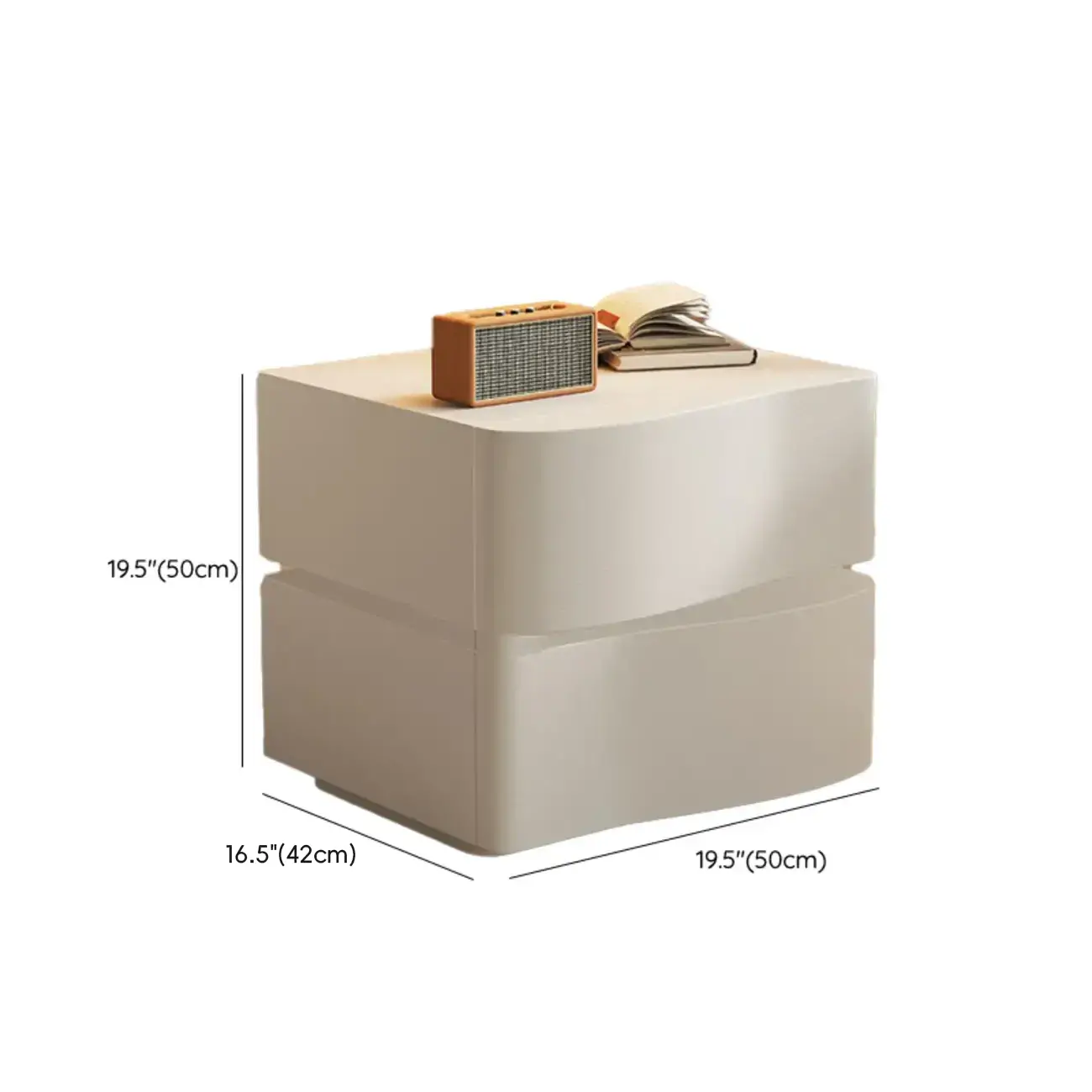 Modern White Waved Wood 3-Drawer Nightstand