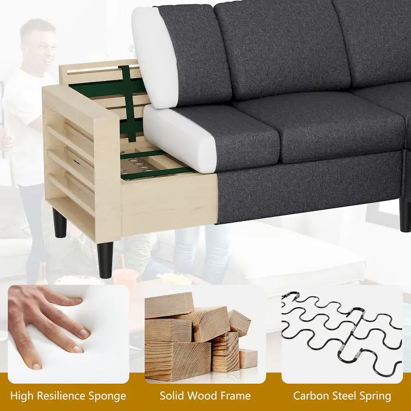 Futzca 74 Convertible Sectional Sofa Couch, Small L-Shaped Sofa