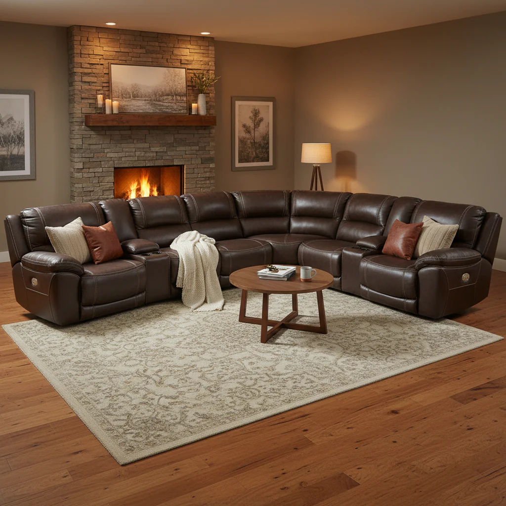 Dunleith Brown Power Reclining Sectional - 136W x 136D x 43H