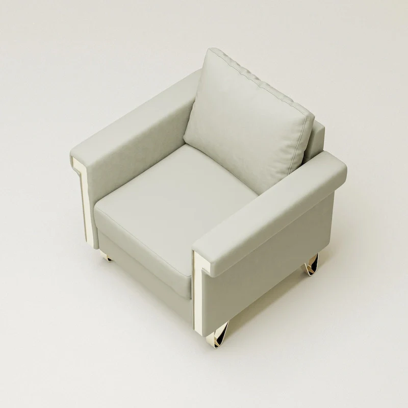 Velvet Accent Chair with Removable Cushions and Metal Legs